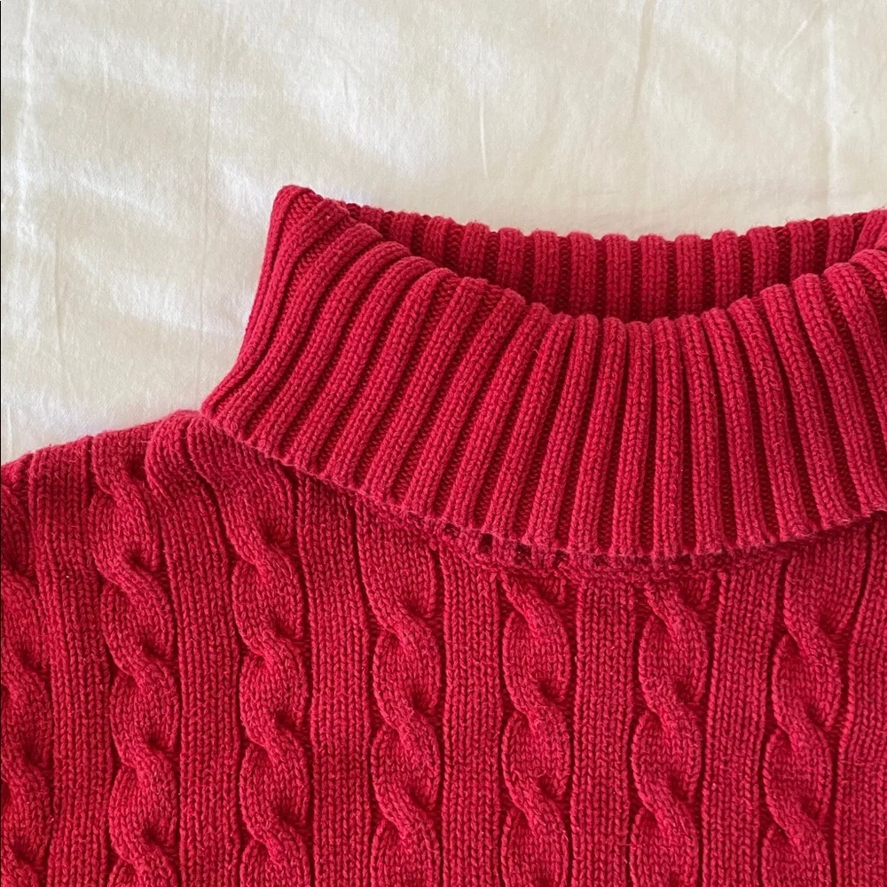 Tommy Hilfiger Cable Knit Red Turtleneck Sweater - Picture 3 of 5